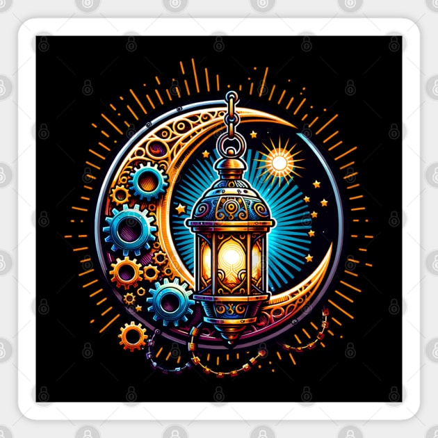 Steampunk Ramadan Moon and Lantern Magnet by HolidayBug